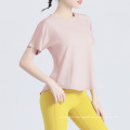 Plus Size Custom Women's Short Sleeve Solid Color Pink Green Crew Neck Loose Casual Summer Top for Girl Wholesale